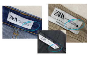 ZARA タグ　マーク　丸　三角　四角